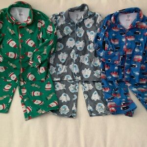 5T bot winter flannel Pajama Set yeti Santa bundle